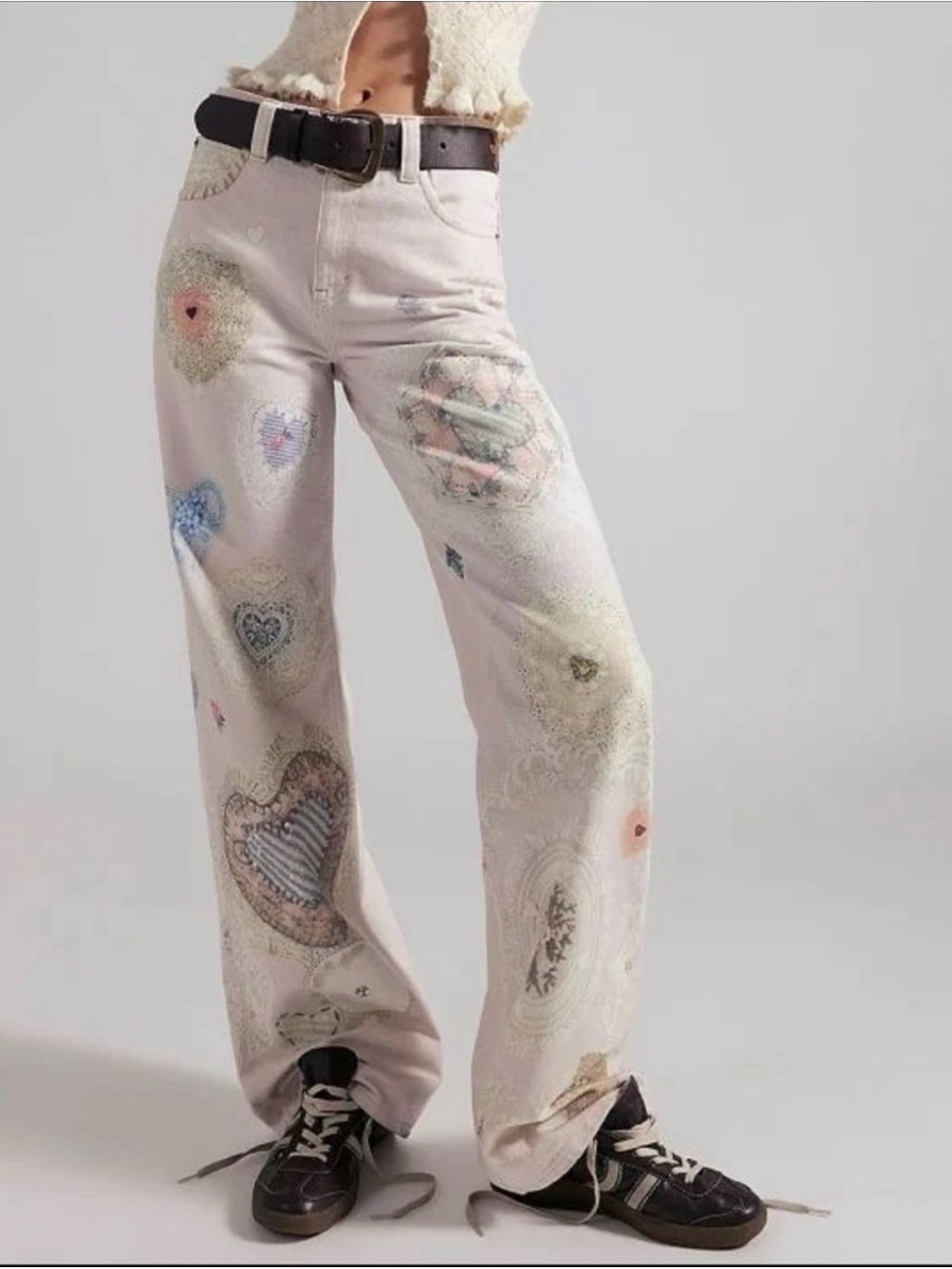 We The Free Tinsley Printed Jeans - Illusions Heirloom Ivory NWT 29